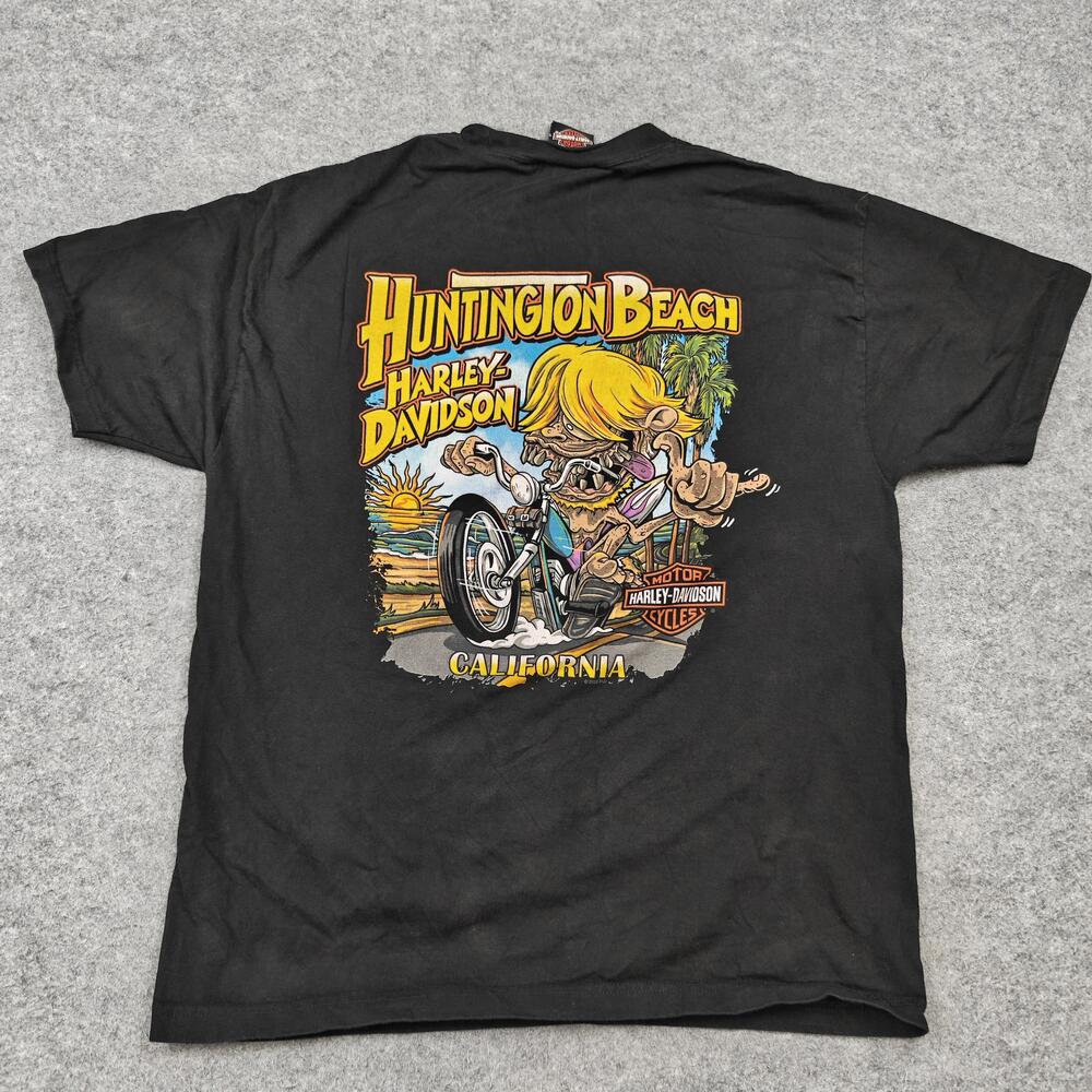 Harley-Davidson Shirt Mens Large Black Huntington Beach California Graphic Tee